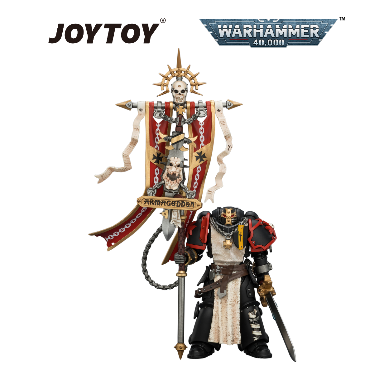 JOYTOY Warhammer 40,000 - Black Templars, Crusader Ancient with Power Sword and Bolt Pistol (1/18 Scale) Preorder