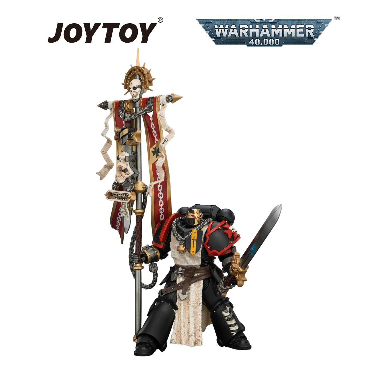 JOYTOY Warhammer 40,000 - Black Templars, Crusader Ancient with Power Sword and Bolt Pistol (1/18 Scale) Preorder