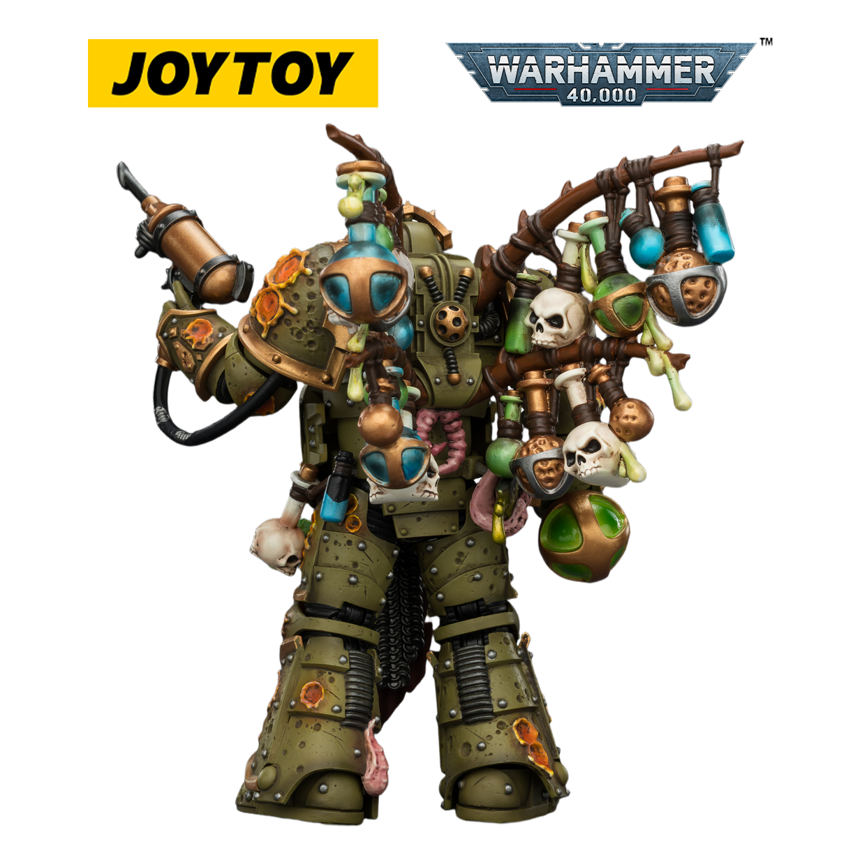 JOYTOY Warhammer 40,000 - Death Guard, Biologus Putrifier with Injector Pistol and Hyper Blight Grenades (1/18 Scale)