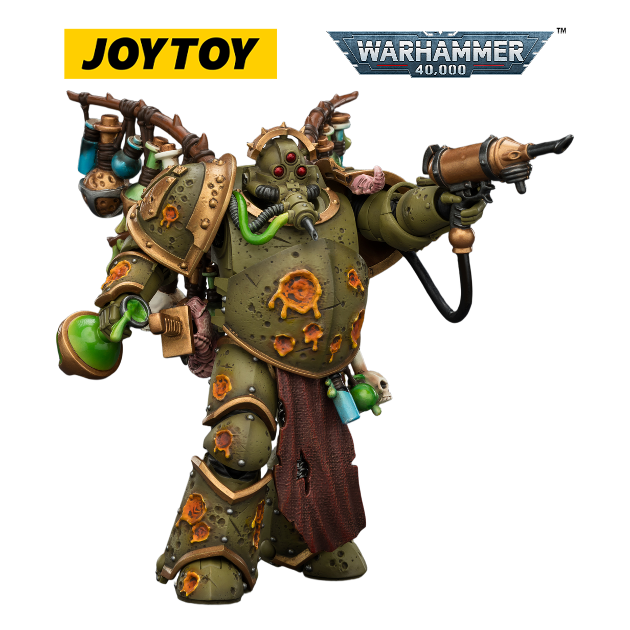 JOYTOY Warhammer 40,000 - Death Guard, Biologus Putrifier with Injector Pistol and Hyper Blight Grenades (1/18 Scale)