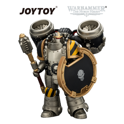 JOYTOY Warhammer The Horus Heresy - Iron Warriors, MkII Assault Sergeant with Disintegrator Pistol, Power Maul & Combat Shield (1/18 Scale) Preorder