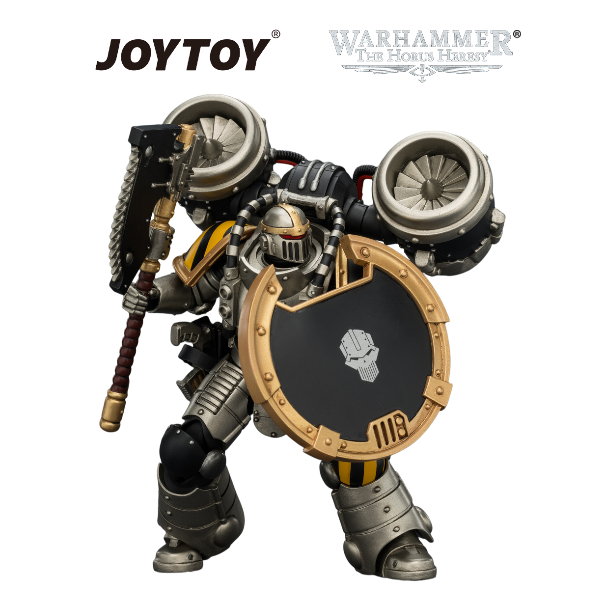 JOYTOY Warhammer The Horus Heresy - Iron Warriors, MkII Assault Legionary 1 with Bolt Pistol, Chain Axe & Combat Shield (1/18 Scale) Preorder