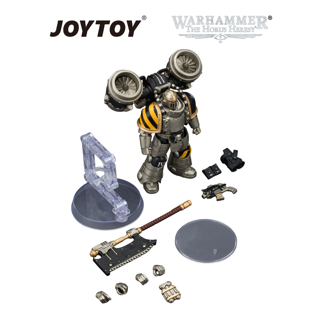 JOYTOY Warhammer The Horus Heresy - Iron Warriors, MkII Assault Legionary 2 with Bolt Pistol & Heavy Chain Axe (1/18 Scale) Preorder