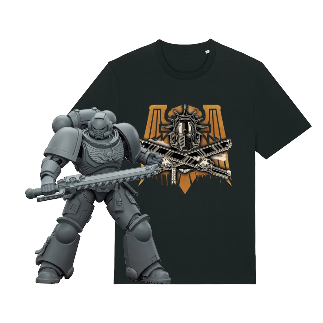 JoyToy Warhammer 40,000: Space Marine 2, Space Marines Intercessor, Armouring Hall Edition (1/18 Scale) & T Shirt Bundle (USA)