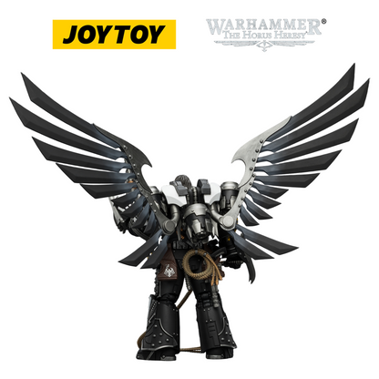 JOYTOY Warhammer The Horus Heresy - Raven Guard Corvus Corax, Primarch of the XIX Legion with Artificer-crafted Lightning Talons, Archaeotech Pistols, and Whip (1/18 Scale) Preorder & Exclusive T Shirt