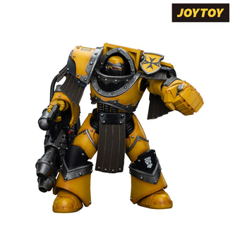 JoyToy Warhammer The Horus Heresy Action Figure - Imperial Fists, Legion Cataphractii Terminator with Heavy Flamer (1/18 Scale)