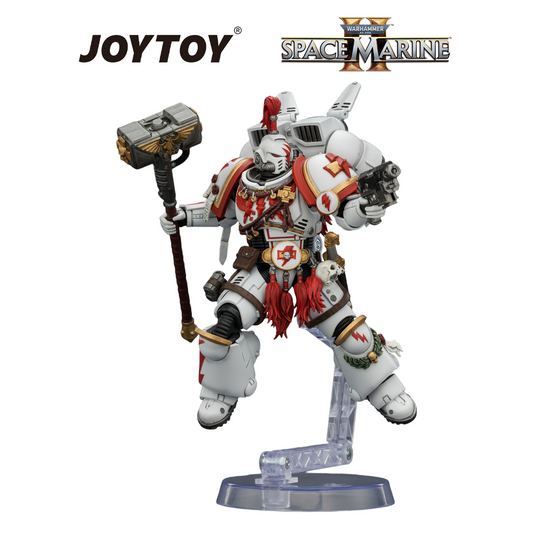 JOYTOY Warhammer 40,000: Space Marine 2 - Game Edition White Scars, Assault Intercessor Champion with Thunder Hammer and Bolt Pistol  (1/18 Scale) Preorder