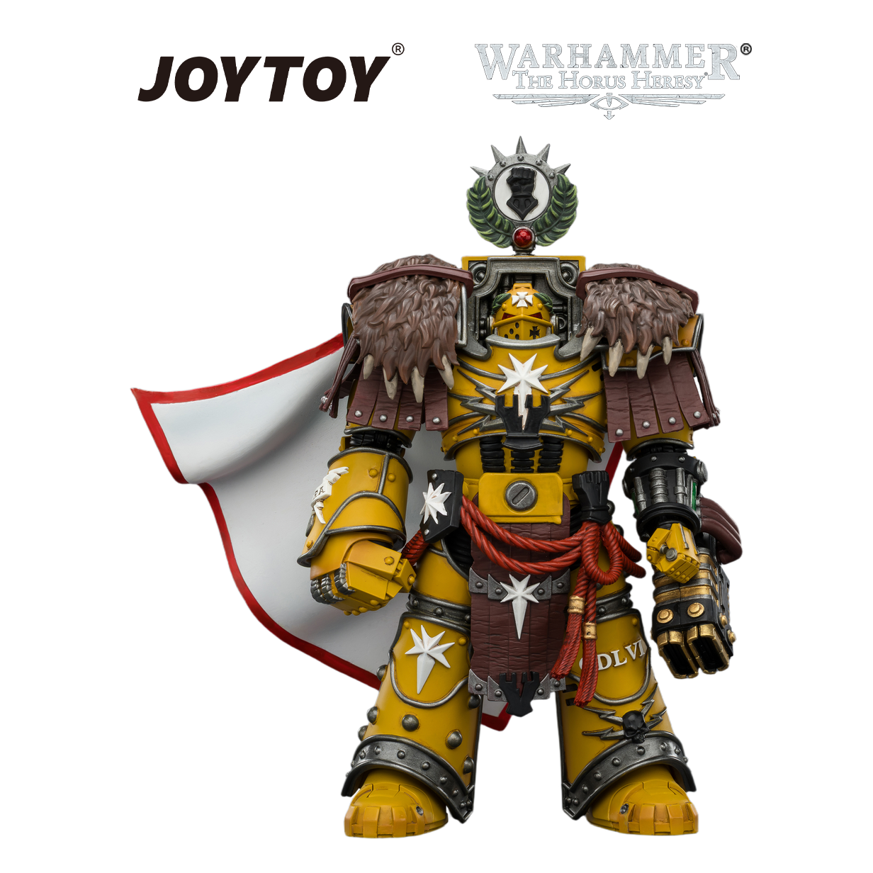 JOYTOY Warhammer The Horus Heresy - Imperial Fists, Lord Castellan Evander Garrius, The Tyrant of Cthonia with the Subjugator and Incineratus (1/18 Scale) Preorder