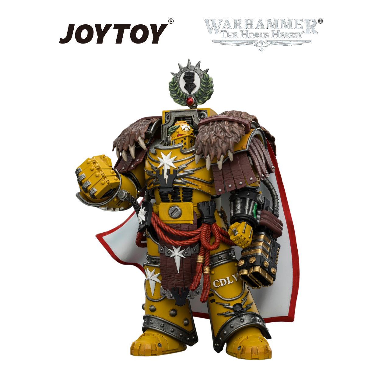JOYTOY Warhammer The Horus Heresy - Imperial Fists, Lord Castellan Evander Garrius, The Tyrant of Cthonia with the Subjugator and Incineratus (1/18 Scale) Preorder