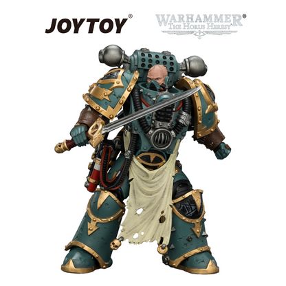 JOYTOY Warhammer The Horus Heresy - Sons of Horus, Maloghurst the Twisted, The Warmaster's Equerry, with Legion Standard and Banestrike Bolter (1/18 Scale) Preorder