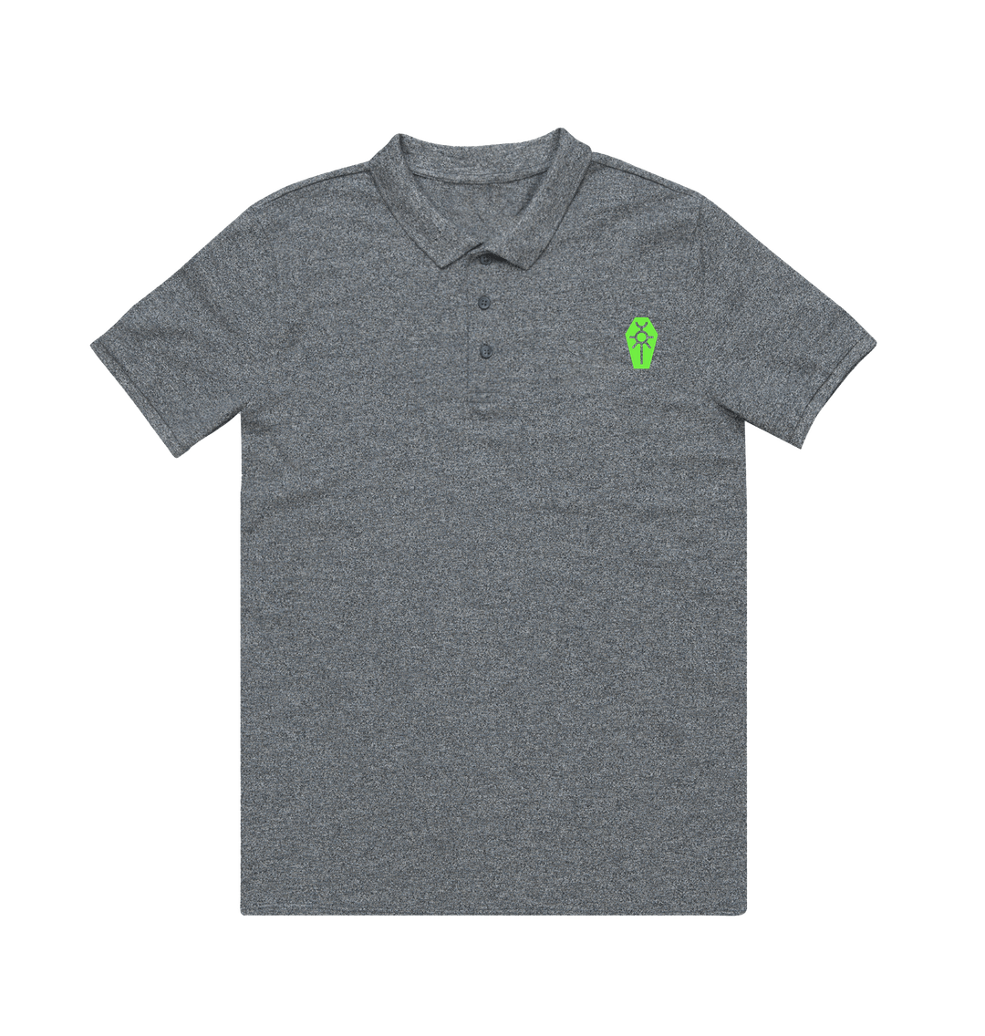 Heather Grey Necron Green Icon Polo Shirt