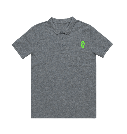 Heather Grey Necron Green Icon Polo Shirt
