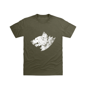 Military Green Space Wolves Battleworn Insignia T Shirt