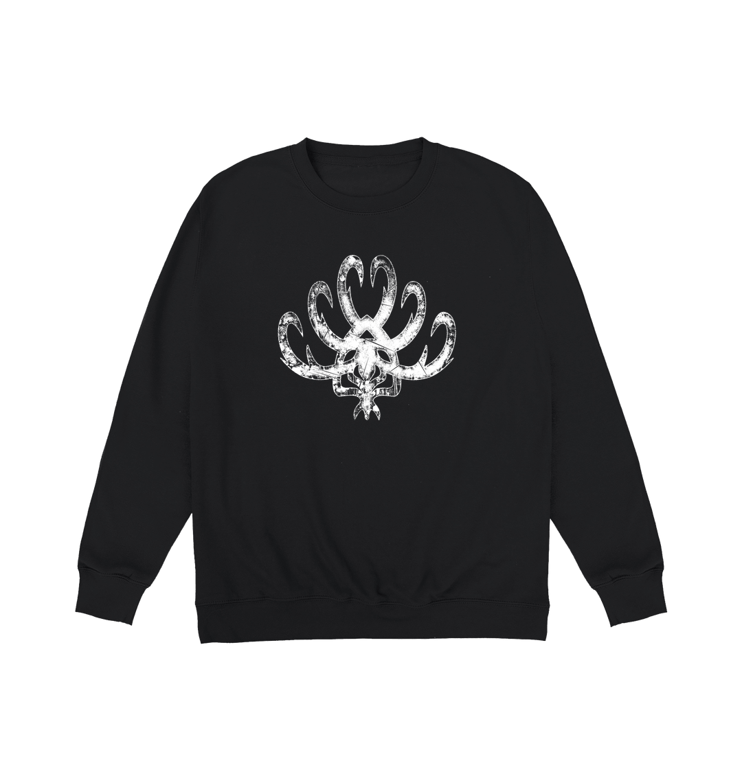 Deep Black Printed Sweater Front