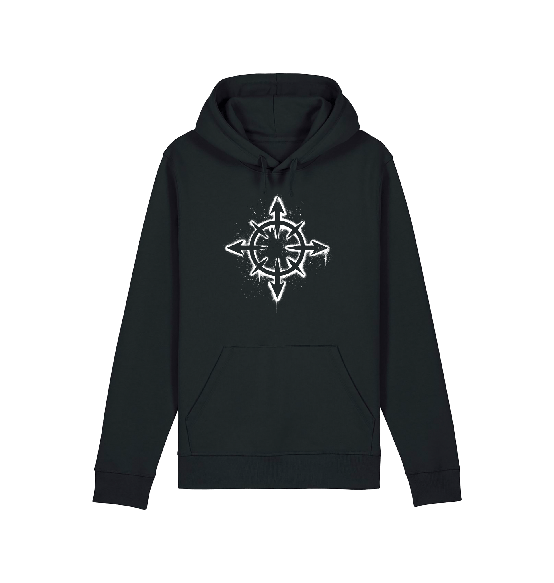 Black Printed Hoody Front