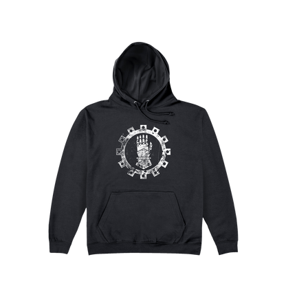Deep Black Printed Hoody Front