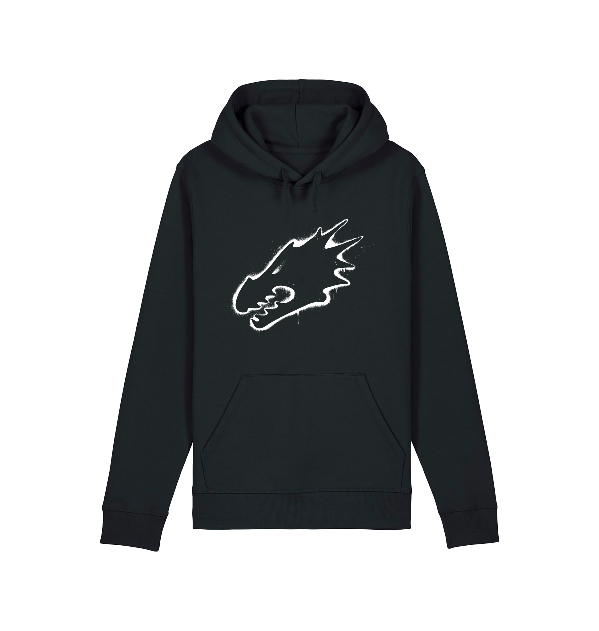 Black Printed Hoody Front