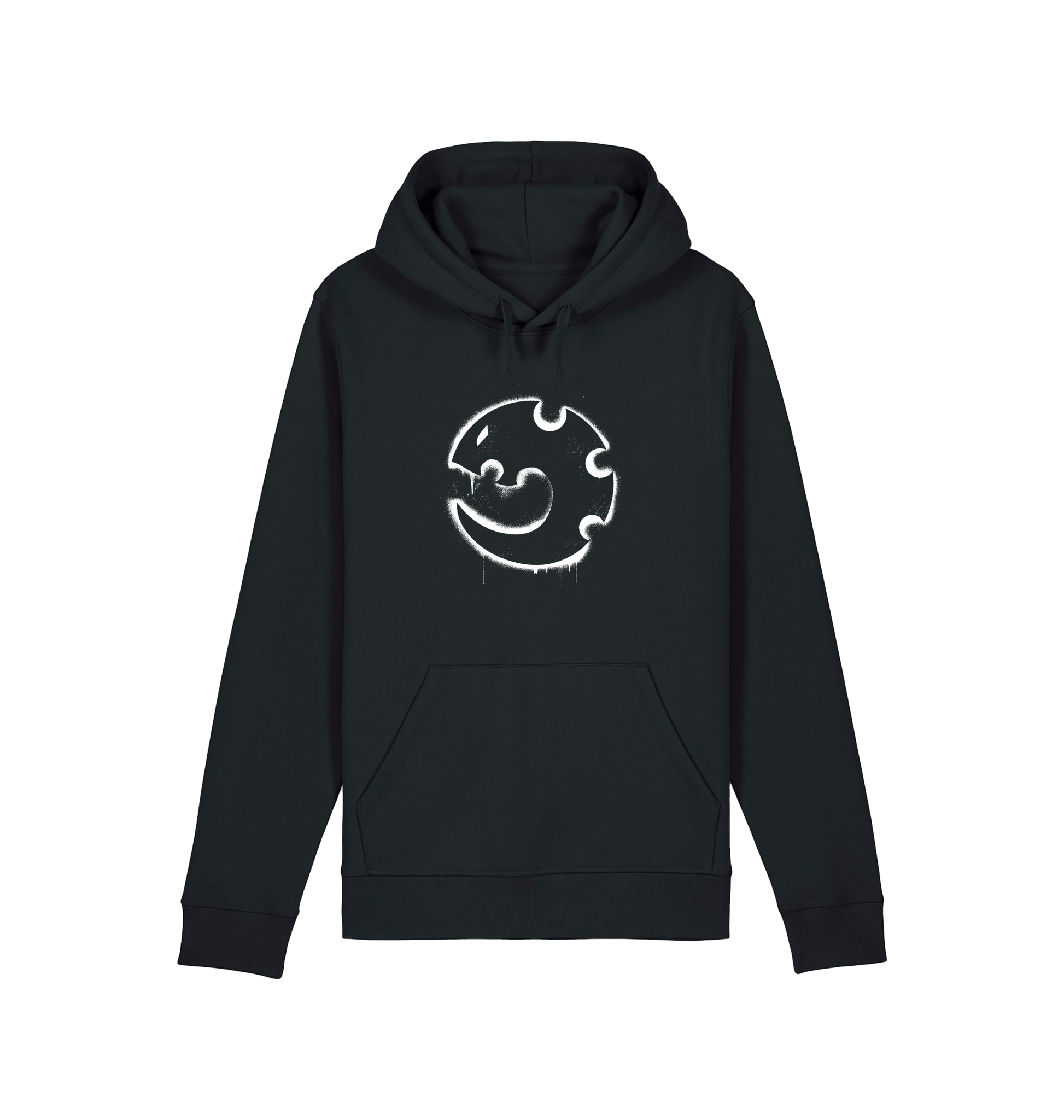 Black Printed Hoody Front