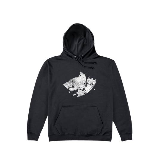 Deep Black Printed Hoody Front