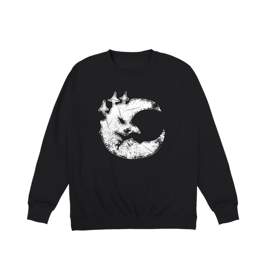 Deep Black Printed Sweater Front