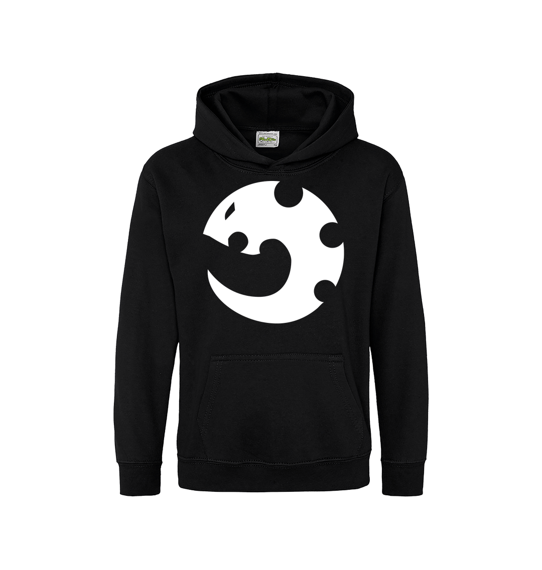 Deep Black Printed Kids Hoodie