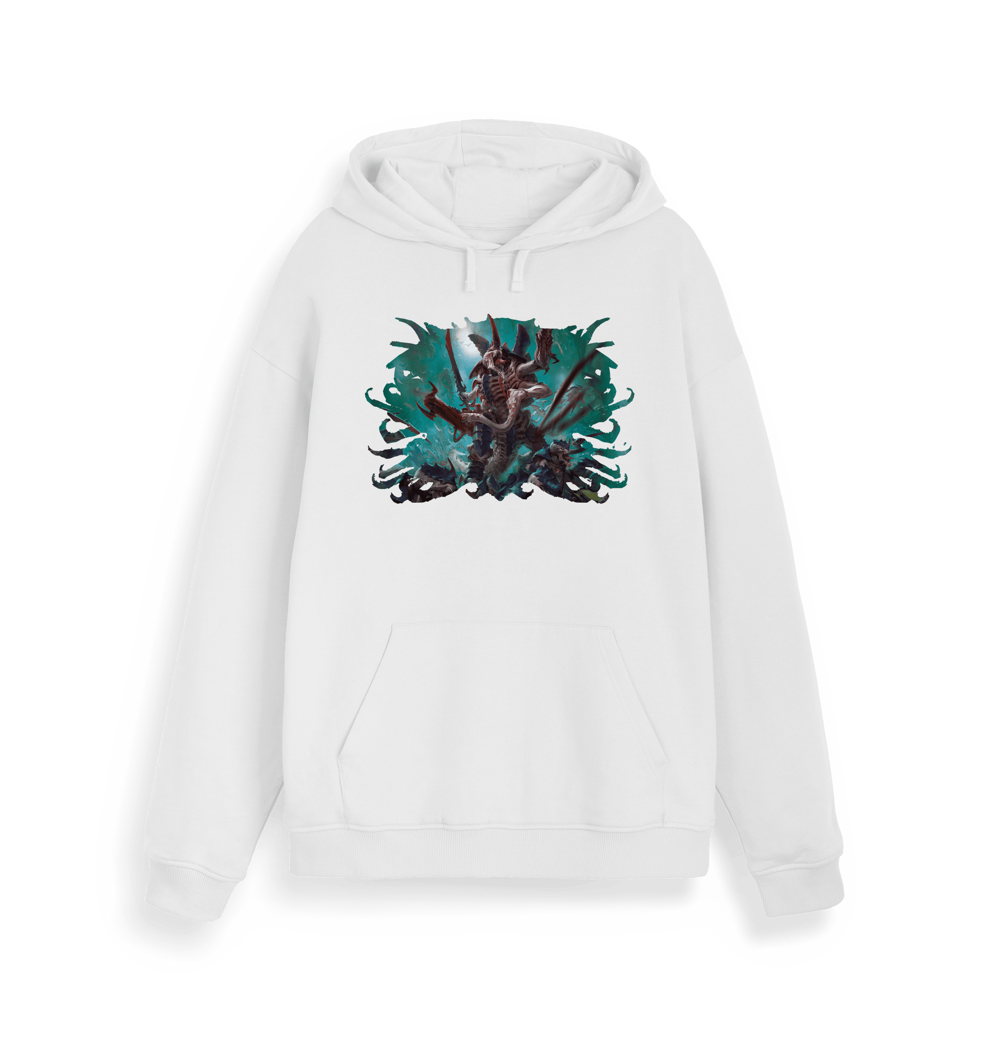 White Printed Sweater Front