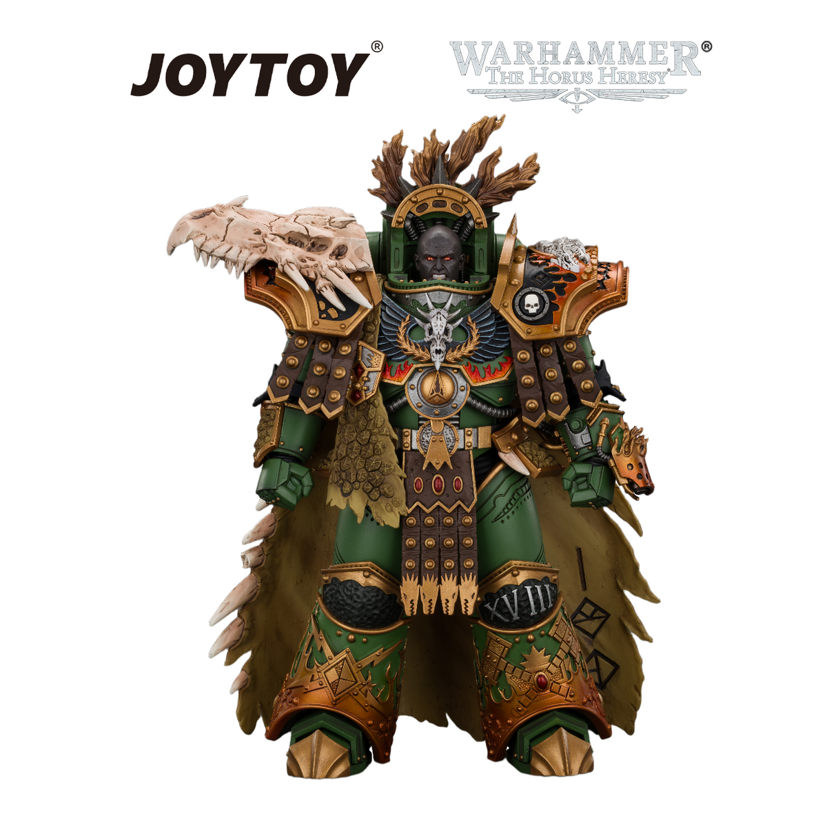 JOYTOY Warhammer The Horus Heresy - Salamanders, Vulkan, Primarch of the XVIIIth Legion with Dawnbringer, The Furnace's Heart and Dragon's Breath Gauntlet (1/18 Scale) Preorder & Exclusive T Shirt USA