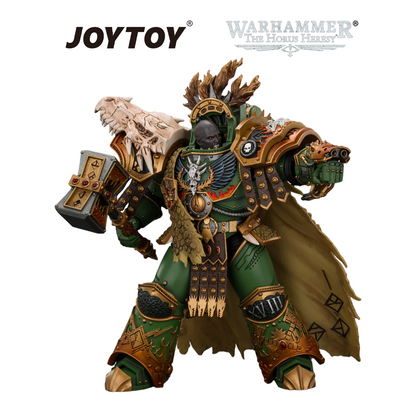 JOYTOY Warhammer The Horus Heresy - Salamanders, Vulkan, Primarch of the XVIIIth Legion with Dawnbringer, The Furnace's Heart and Dragon's Breath Gauntlet (1/18 Scale) Preorder & Exclusive T Shirt USA