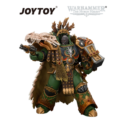 JOYTOY Warhammer The Horus Heresy - Salamanders, Vulkan, Primarch of the XVIIIth Legion with Dawnbringer, The Furnace's Heart and Dragon's Breath Gauntlet (1/18 Scale) Preorder & Exclusive T Shirt USA