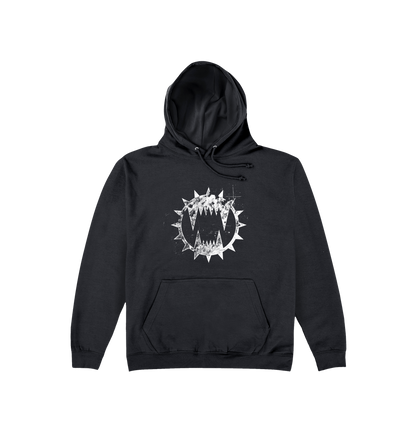 Deep Black Printed Hoody Front
