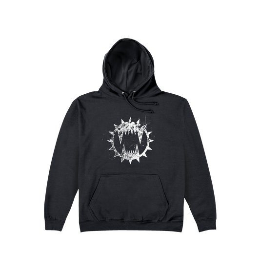 Deep Black Printed Hoody Front