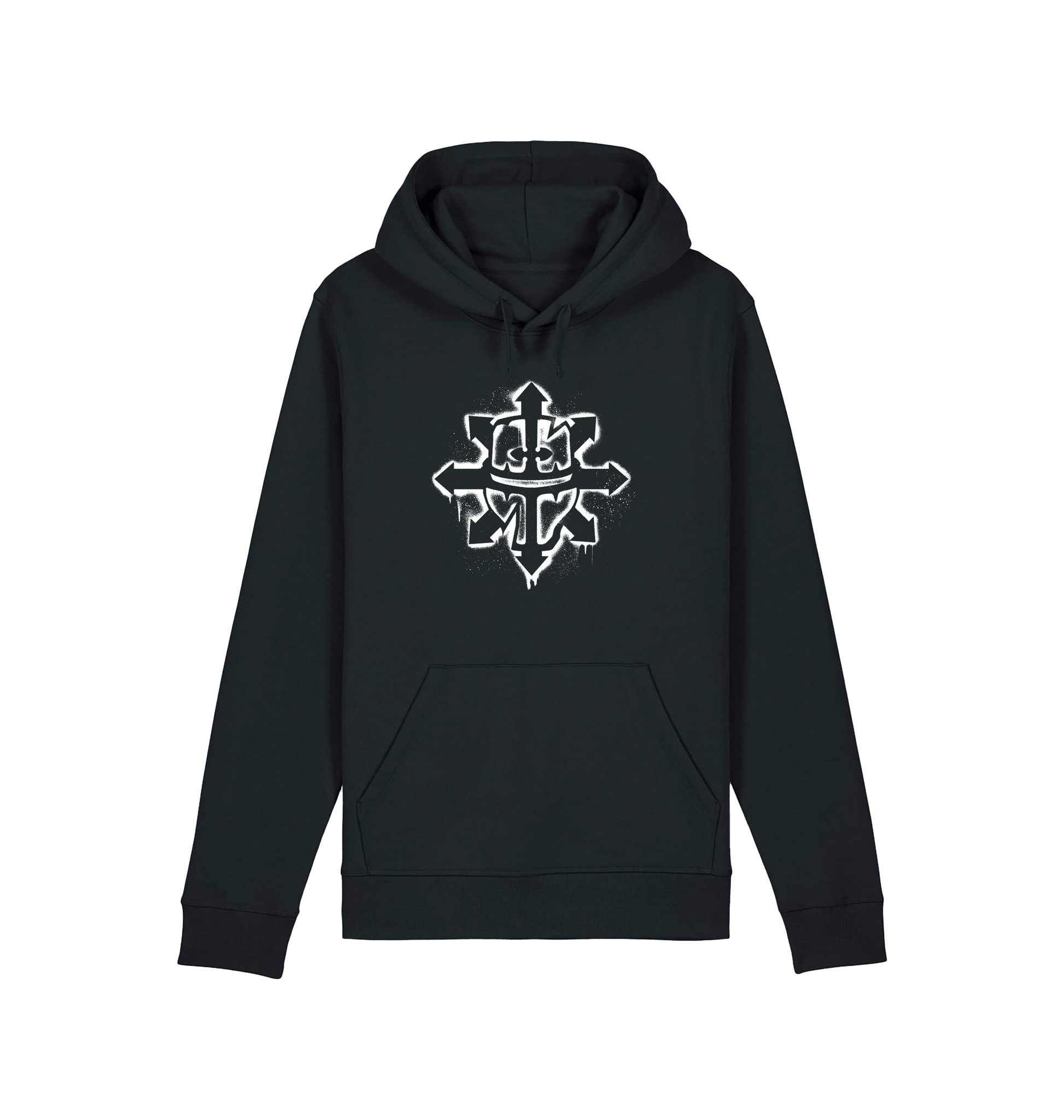 Black Printed Hoody Front