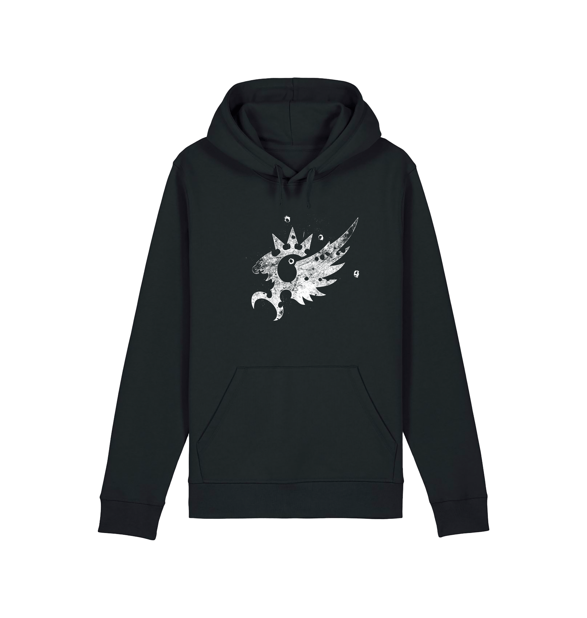 Black Printed Hoody Front