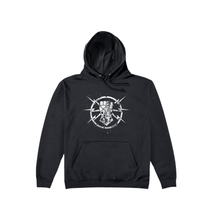 Deep Black Printed Hoody Front