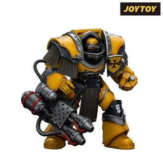 JoyToy Warhammer The Horus Heresy Action Figure - Imperial Fists, Legion Cataphractii Terminator with Heavy Flamer (1/18 Scale) Preorder